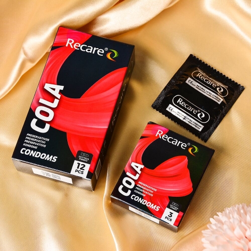 Презервативи з пухирцями та ребрами аромат Кола Recare Cola Dotted&amp;amp;Ribbed Condoms Holographic 3 штуки - 5