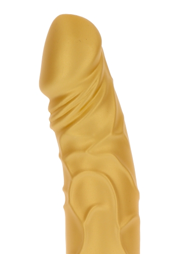 Вібратор великий реалістичний золотистого кольору Toy Joy Gold Dicker довжина 201 мм - 5