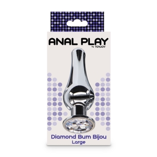 Анальная пробка металлическая с кристаллом серебристая TOY JOY Diamond размер L