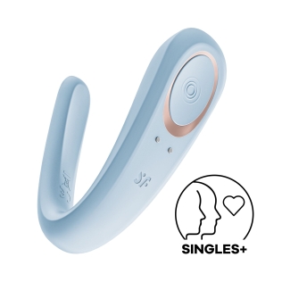 Вибратор для пар голубого цвета Satisfyer Double Classic Light Blue с одним моторчиком