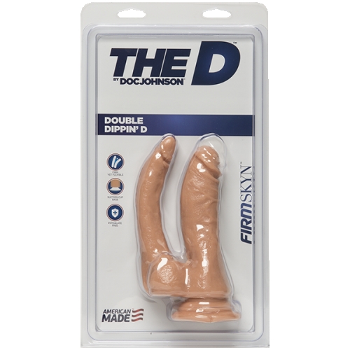Двойной фаллоимитатор 12,7 см/2,5-3,8 см виниловый гибкий на присоске Doc Johnson The D - Double Dippin D - FIRMSKYN - 2