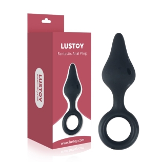 Анальная пробка с кольцом черная Lustoy Fantastic Anal Plug