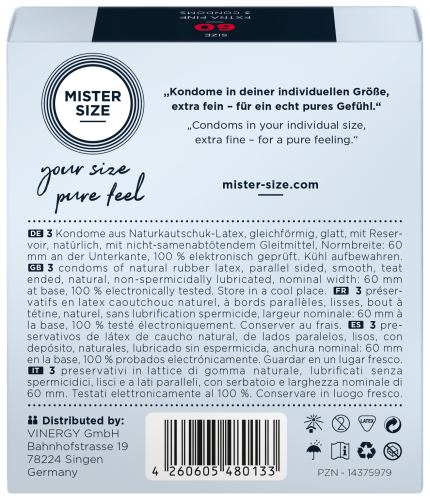 Презервативи Mister Size 60 mm (мм) 3 штуки Містер Сайз - 3