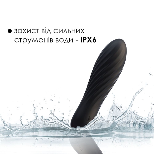 Вібропуля силіконова для клітора потужна водонепроникна чорна Svakom Tulip - 5