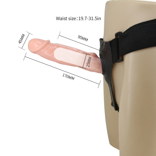 Вибрострапон полый мужской с пультом управления бежевый Baile Vibrating Strap On - 9