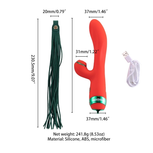 Вібратор кролик червоного кольору з флогером Lockink Sevanda Whip Vibrating Massage Wand - 8