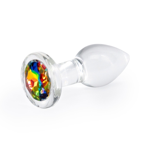 Стеклянная анальная пробка с радужным камушком NS Novelties Crystal - Desires Small - 1