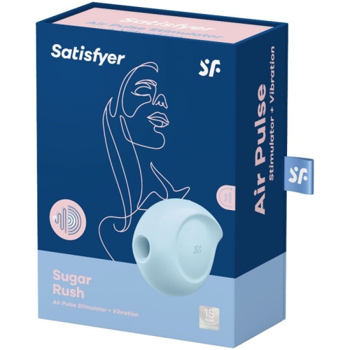 Вакуумный клиторальный мини вибростимулятор с пульсацией голубой Satisfyer Sugar Rush - 4