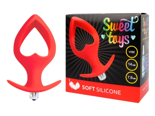 Втулка анальна з вібрацією Sweet Toys L 140 мм d 79 мм, Колір Червоний - 1