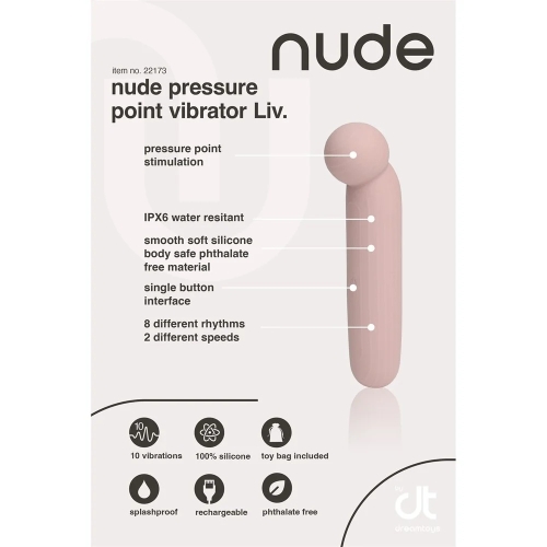 Точечный Ванд вибратор в тревел формате розово-бежевый NUDE LIV - 4