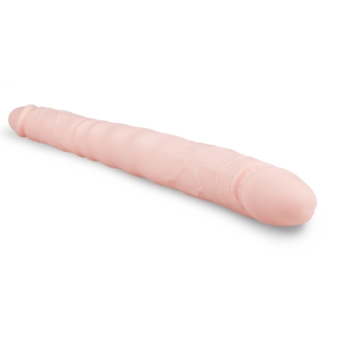 Двухсторонний фаллоимитатор реалистичный бежевого цвета EasyToys - 2