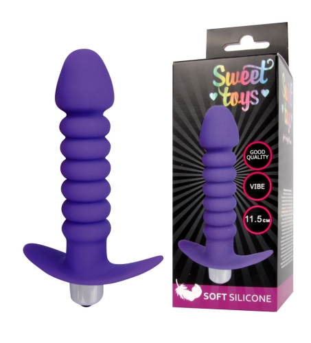 Втулка анальна з вібрацією Sweet Toys L 115 мм D 30x25 мм, Колір Фіолетовий - 1