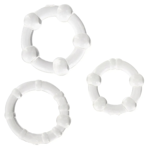 Набор эрекционных колец на член прозрачного цвета Meleon - Beaded Stimulation Ring - 2
