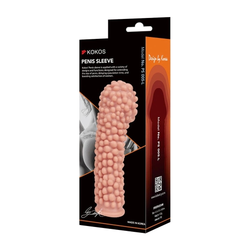 Насадка на член із пухирцями тілесного кольору Kokos Penis Sleeve PS 005 розмір L - 2