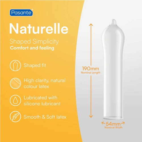 Щільнооблягаючі презервативи з латексу зі змащенням Pasante Naturelle №1 1 штука - 2