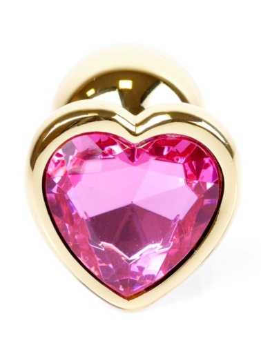 Анальная пробка S золотистого цвета с кристаллом в виде сердца малинового BOSS of TOYS Jewellery plug - 3