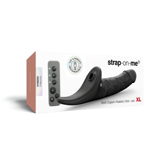 Вибронасадка реалистичная для страпона с вакуумной стимуляцией черная Strap-On-Me Multi Orgasm Realistic Dildo размер XL - 7