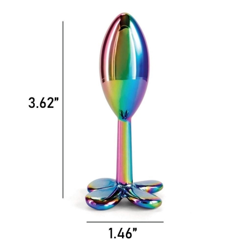 Анальная пробка металлическая радужная NS Novelties Rear Assets Clover - 4