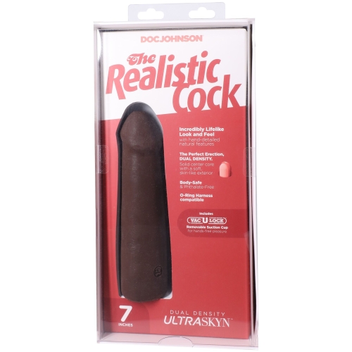 Фаллоимитатор реалистичный на присоске коричневый Doc Johnson The Realistic Cock ULTRASKYN - 7 Inch Chocolate - 9