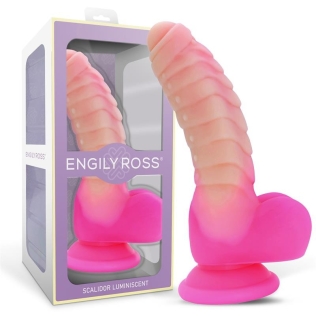 Фалоімітатор ребристий на присосці з яскравим дизайном рожевий Engily Ross Scalidor Luminiscent Unicorn Dildo