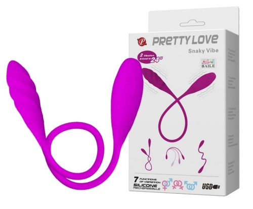 Двухсторонний вибратор универсальный розовый PRETTY LOVE Snaky Vibe - 1