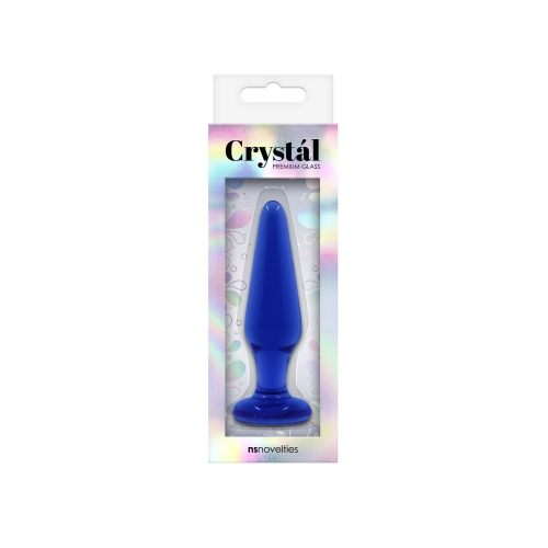 Скляний анальний затор синього кольору NS Novelties Glass plug medium - 2