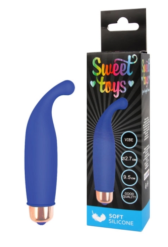 Вібратор силіконовий для клітора з вираженим відростком SWEET TOYS Синій L 9,5 см D 2,7 см - 1