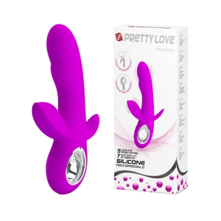 Вибратор с клиторальным и анальным стимуляторами розовый Pretty Love HUMPHRAY