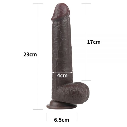 Фаллоимитатор реалистичный на присоске черный Lovetoy 9 Sliding Skin Dual Layer Dong - 2