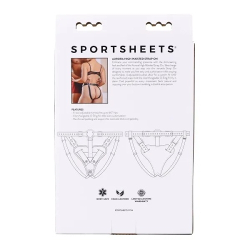 Трусики для страпонів чорні Sportsheets Aurora High Waisted - 5