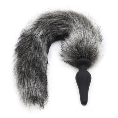Анальная пробка с лисьим серым пушистым хвостом Bdsm4u Flirting Tail Wool - 1