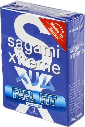 Презервативы супертонкие из натурального латекса Sagami Xtreme Feel Fit 3 штуки - 1