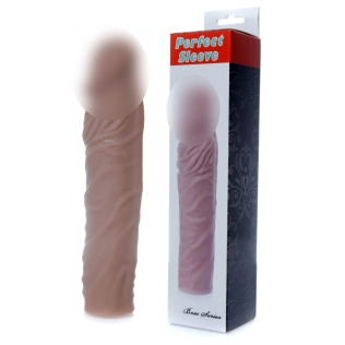 Насадка презерватив для потовщення статевого члена з кібершкіри Boss Series Perfect Sleeve Mulatto