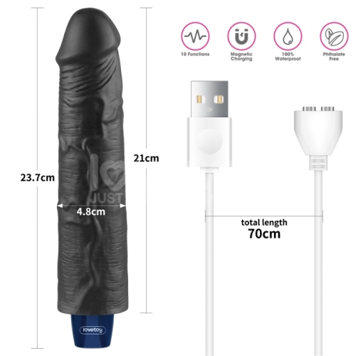 Вибратор реалистичный черного цвета Lovetoy REAL SOFTEE - 2