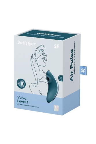 Вакуумный клиторальный стимулятор синего цвета Satisfyer Vulva Lover 1 - 5