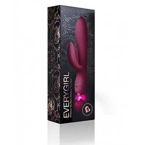 Силиконовый вибратор кролик со стимуляцией клитора бордовый Rocks Off Everygirl Rabbit - 4