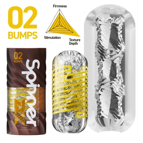 Мастурбатор для чоловіків жовтого кольору Tenga Spinner DX 02 Bumps - 2