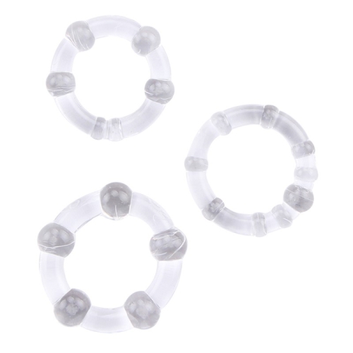 Ерекційні кільця прозорого кольору Chisa Beaded Cock Rings - 2