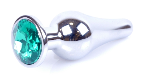 Анальна пробка сріблястого кольору із кристалом зеленого кольору BOSS of TOYS Jewellery BUTT PLUG - 3