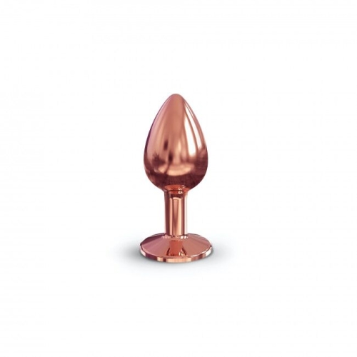 Анальная пробка металлическая золотистая с черным кристаллом Dorcel размер S - 2