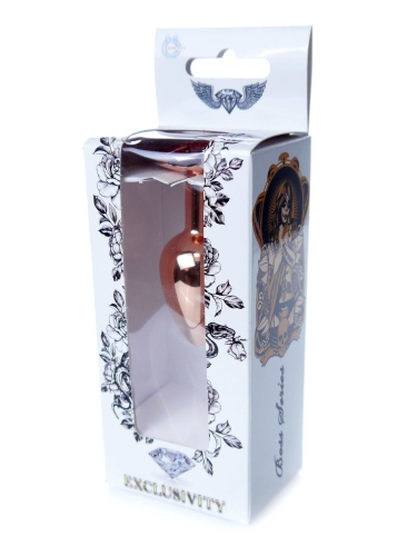 Анальна пробка золотистого кольору з червоним камінчиком Boss series Boss of toys Jewellery розмір S - 7
