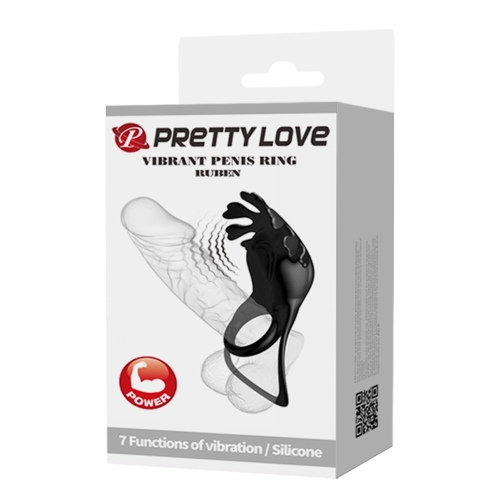 Ерекційне віброкільце на член подвійне чорне LYBAILE PRETTY LOVE Ruben - 11