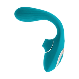 Двойной вибратор для точки G и клитора с вакуумом бирюзовый S Pleasures Dual Suction