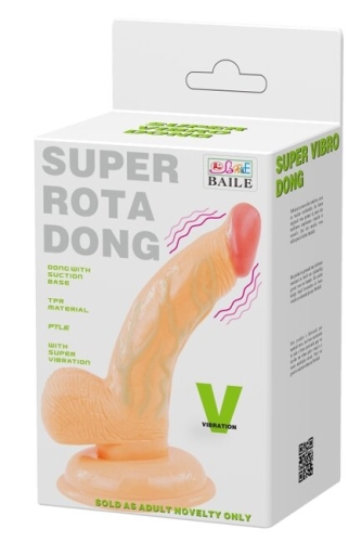 Вибратор на присоске реалистичный бежевый Super rota dong - 8