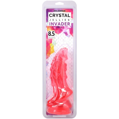 Фэнтезийный фаллоимитатор на присоске розовый Doc Johnson Crystal Jellies - Invader Dong 8.5 - 5