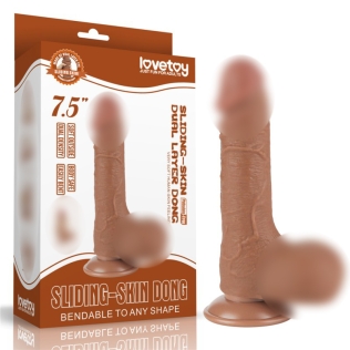 Фаллоимитатор на присоске реалистичный Sliding Skin Dual Layer Dong 7.5 коричневый