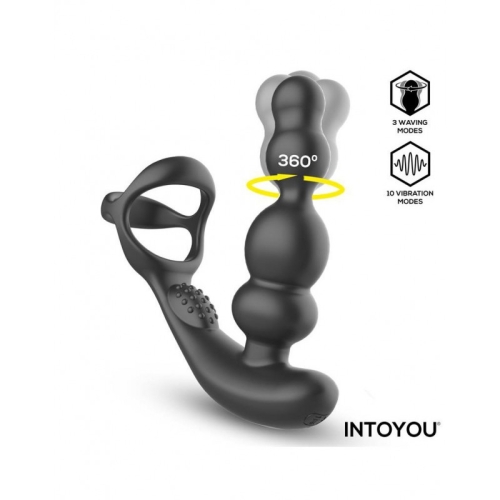 Вибромассажер простаты с функцией вращения черный Intoyou Klark Waving Vibrating Anal Plug - 3
