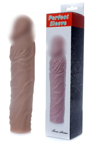Удлиняющая реалистичная насадка на пенис из киберкожи Boss Series Perfect Sleeve Mulatto - 1
