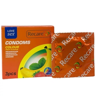 Презервативи аромати м'ята банан полуниця Recare Color Fruit Flavour Condoms 3 штуки