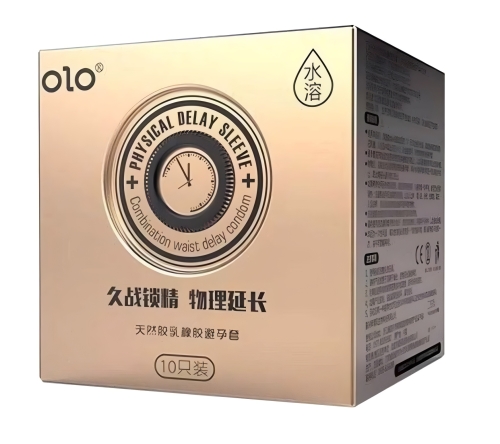 Латексні тонкі текстуровані презервативи з пролонгуючим мастилом OLO Physical delay sleeve 10 штук - 5